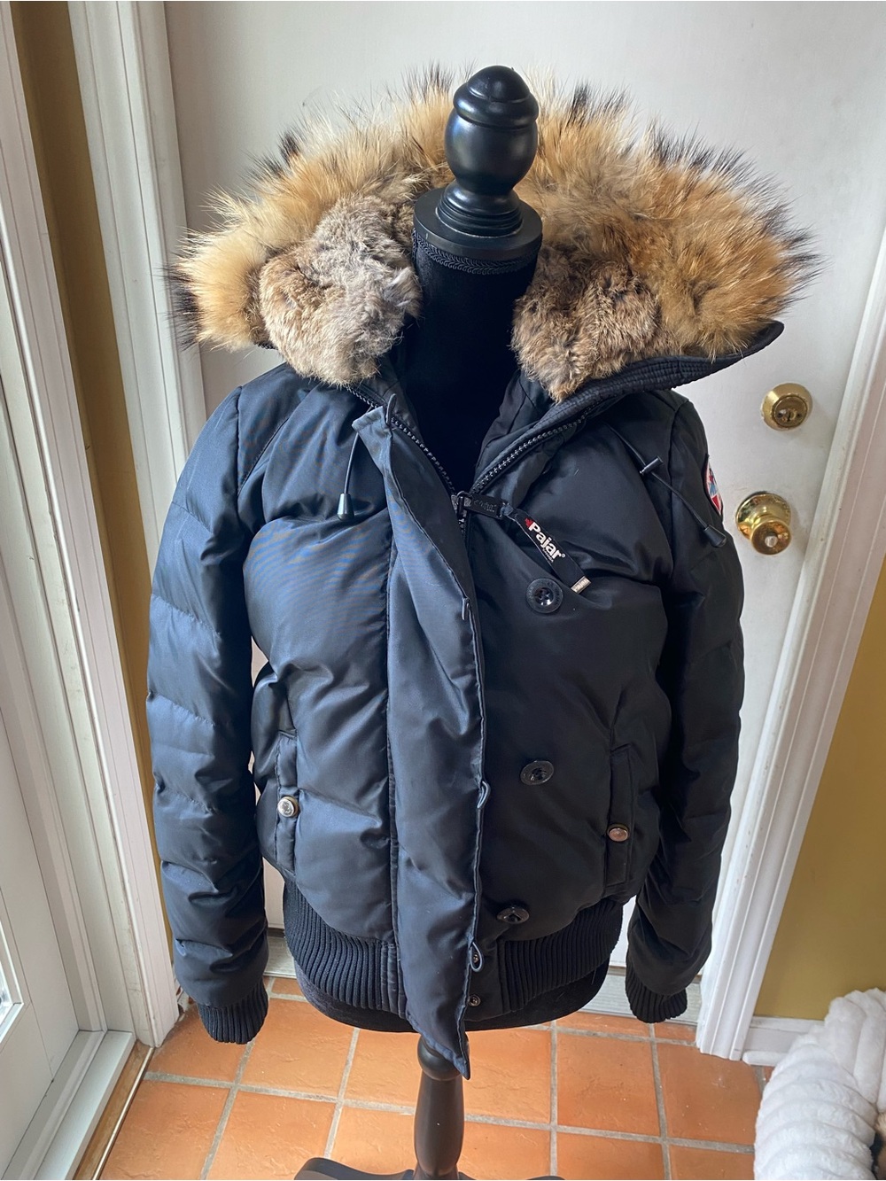 Pajar Black Puffer Jacket with Brown Fur-Trim Hood